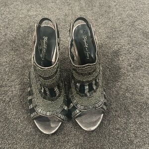 Elizebeth and James beaded heels